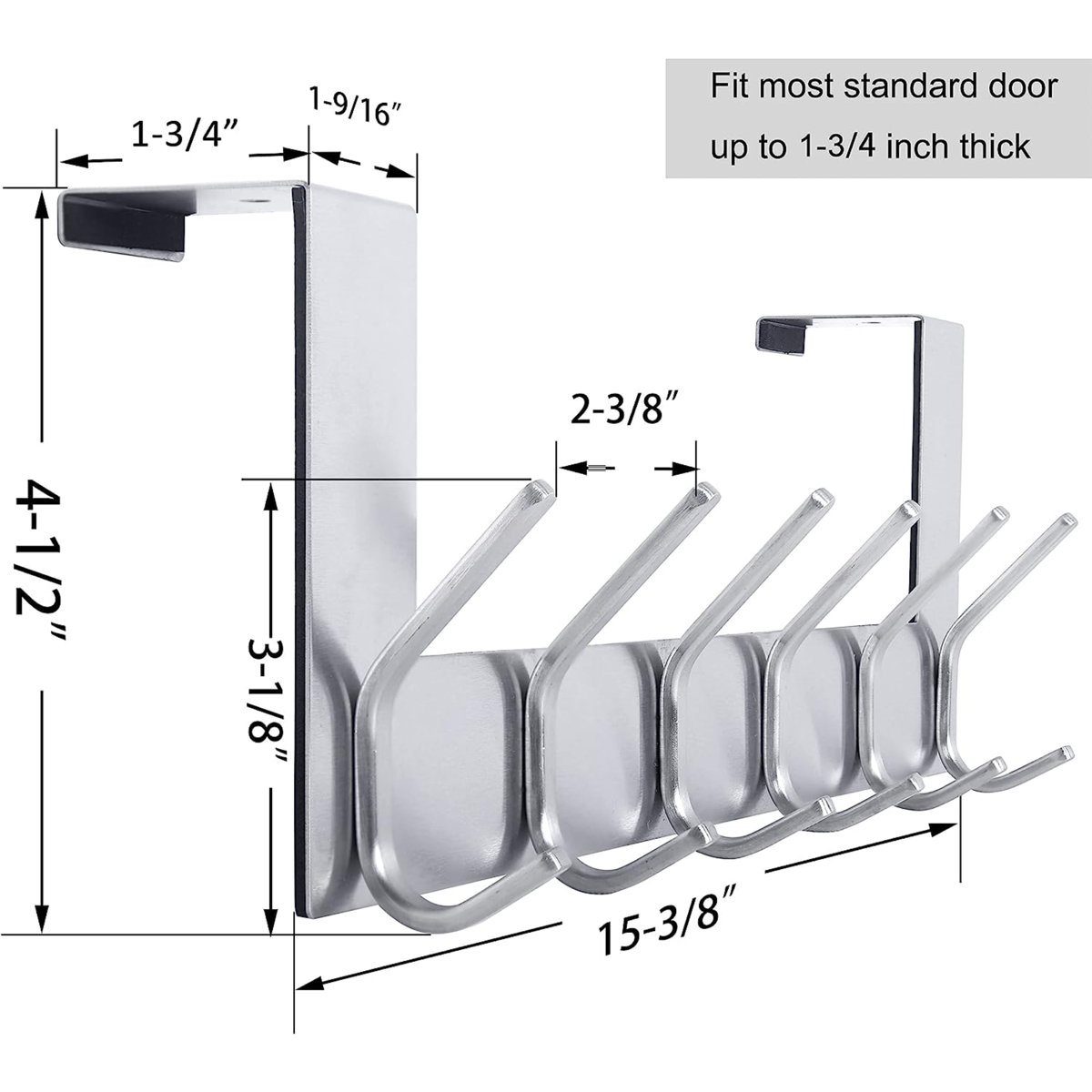 Berget Metal Over-the-Door 6 - Hook Wall Mounted Coat Rack
